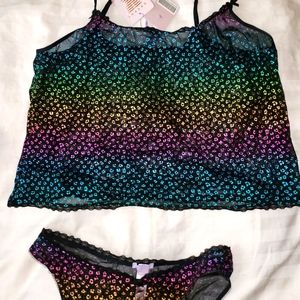 Savage Fenty Party Foil Leopard set - Cami and Panty